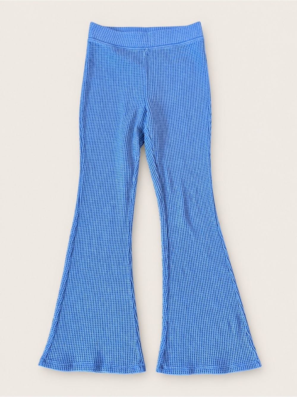 Aerie Waffle Knit Flare Lounge Pants Blue Stretch Cozy Women’s Size S